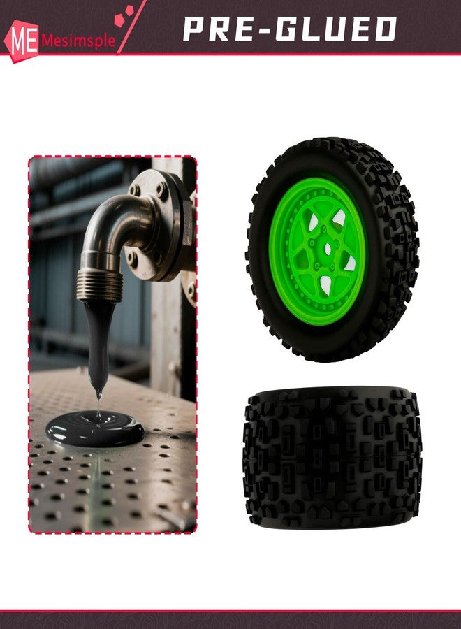 Mesimsple Pre-glued Wheel and Tires Star Rim ARA550112 for HyperGo 1/16 H16BM H16DR for Arrma 1/18 Granite Grom Series Upgrade Parts Green - Image 3